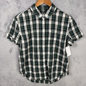 Equipment Femme Button Front Shirt S Plaid Blue Short Sleeve 100% Cotton New